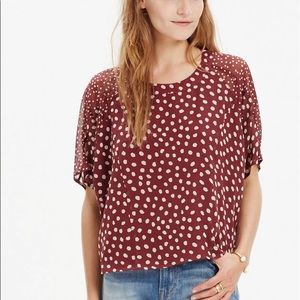 MADEWELL Silk Polka Dot Prose Cropped Blouse